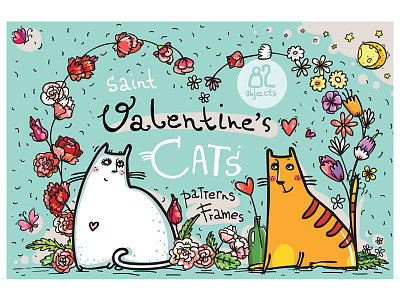 St. Valentine cats design love romantic spring valentine