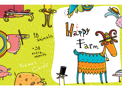 Hippy Farm busysausage design objects flowers happy animals