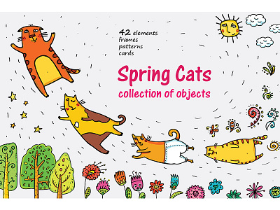 Spring Cats busysausage cats design collection spring