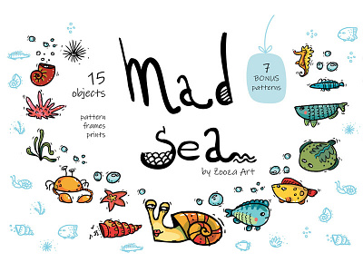 Mad Sea - design objects design fish ocean pattern sea sea pattern sea print summer water