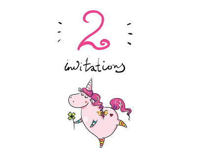 Invitations! 2 invitation invitations unicorn