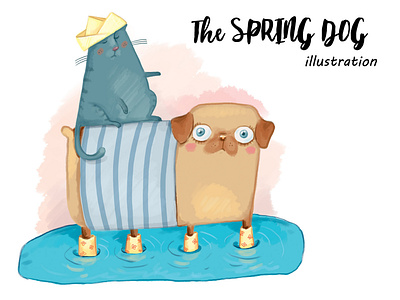 The Spring Dog Copy cat cats dog dogs illustration spring zooza