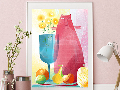 Still Life with a Cat cat cats illustraion poster poster art poster design poster maker