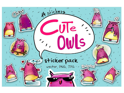 Cute owls - sticker pack cute owls illustration illustration art owl owl illustration owls sticker pack stickers zooza