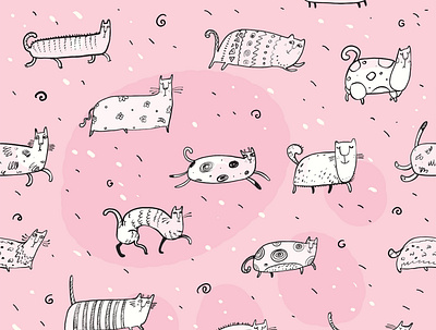 Cats pattern animal cat cats clipart design illustration illustrations prints stickers zooza