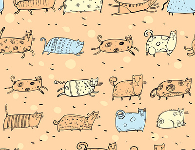 cats pattern PEACH animal cat cats clipart design illustration illustrations prints stickers zooza