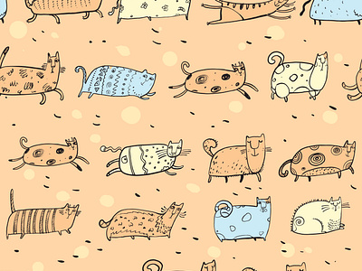 cats pattern PEACH