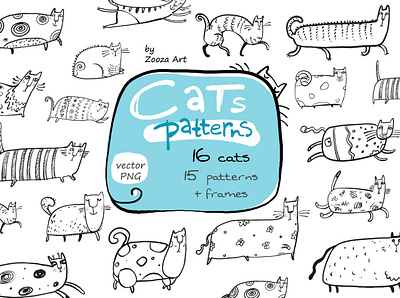 Design collection with cats animal cat cats clipart design illustration illustrations prints stickers zooza