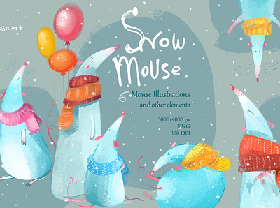 Snow Mouse animal clipart design illustration illustrations mouse prints stickers zooza