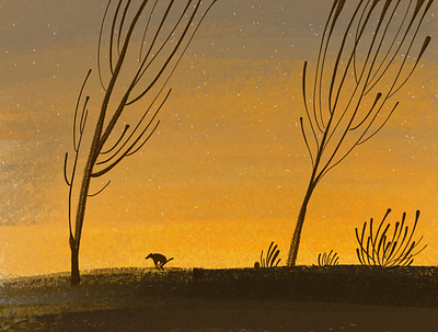 evening with dog animal art dog illustration landscape zooza