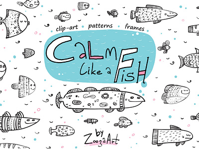 Fish collection of patterns animal children clipart design fish illustraion illustration illustrations patterns prints stickers zooza