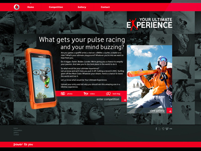 Vodafone YUE extreme microsite vodafone web design