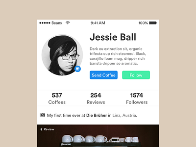 Daily UI #006 – User Profile | Coffee Addicts coffee dailyui images profile review user