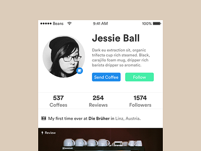 Daily UI #006 – User Profile | Coffee Addicts