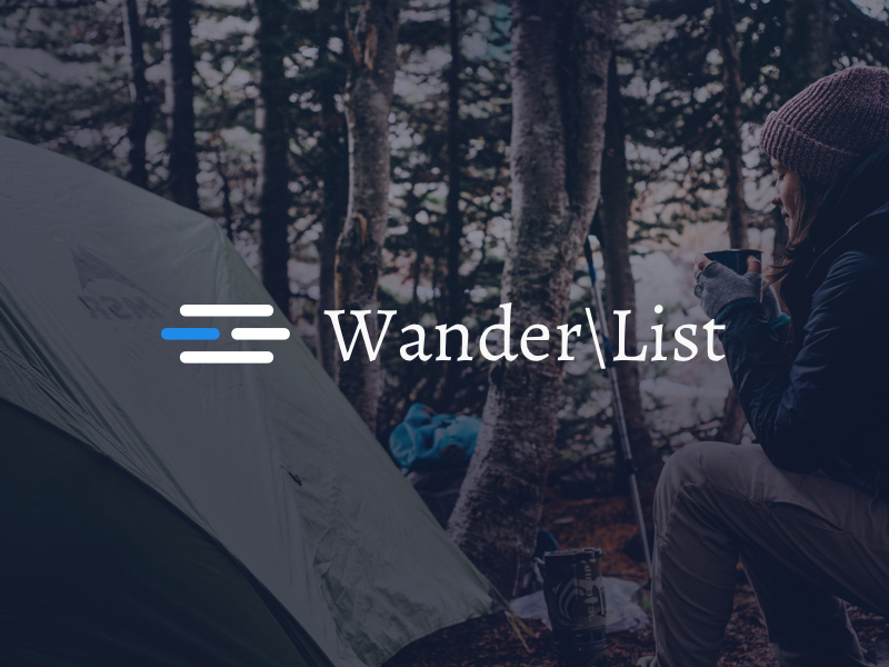 Wanderlist Logo comfortzone camping newslettersignup ui airbnb nomadlist dailyui hiking wanderlust