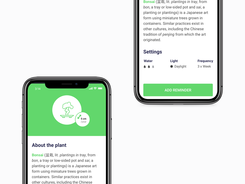 "Water Yo' Plant" - Reminder App (WIP) wip daylight frequency mobile app iphonex iphone reminder bonsai plant water