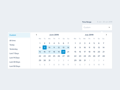 Custom Timerange UI Datepicker calendar custom dailyui dashboard date datepicker designsystem product productdesign productdesigner ui uikit uiux ux