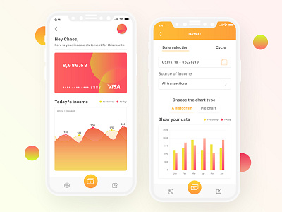 My own APP about income and statements data report ui warm color department 品牌 设计