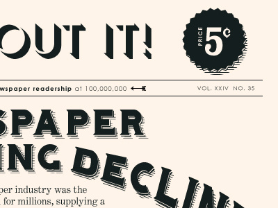 Breaking News {work in progress} 5 cent black infographic mixed type newspaper typography vintage