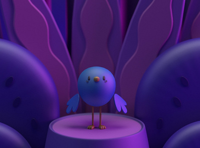 Birdie 3d animation bird character design forest illustration