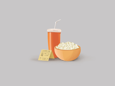 Popcorn and Soda illustration popcorn theatre