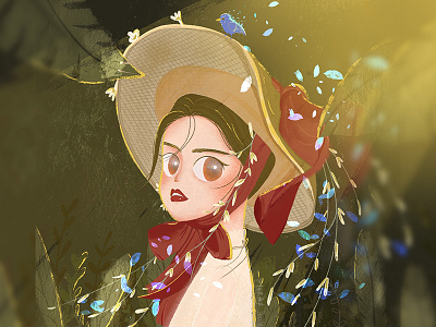 forest fairytale girl illustration