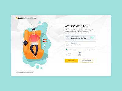 Login Page Design for Bright Partner Network browser graphicdesign illustration uidesign webdesign