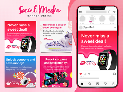 Checkout Candy Social Media Post banner design branding design graphic design instagram post webdesign