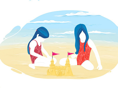 2x Invites art beach dailyui draft drafted dribbble invites flags illustration invites sand sea vector