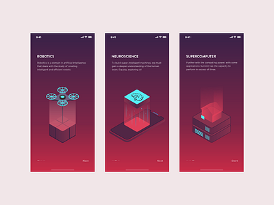 AI Onboarding Concept artificial intelligence gradient illustration ios iphone 10 isometric illustration onboarding ui