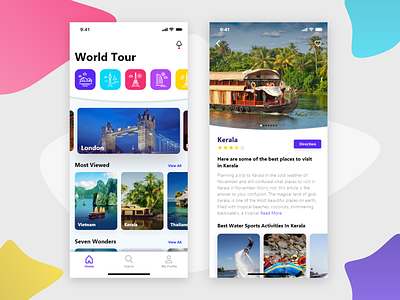 World Tour App card design dribbble gradient icons ios iphone 10 tourist travel travel app travel guide ui ux
