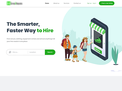 Hire Items online homepage ilustration online banking webdesign