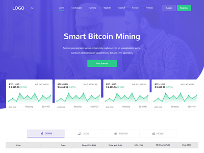 Homepage crypto currency homepage design landing page