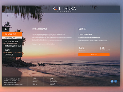 Sail Lanka Charter - Offer background boat offer opacity orange sailing sea transparence trip ui ux webdesign