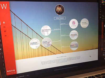 Agence Well - About Me - Timeline background bio navbar opacity portfolio red resume timeline ui ux webdesign