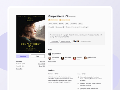 A movie page allocine black clean film imdb information minimalist movie netflix product design synopsis text ui web design webdesign white