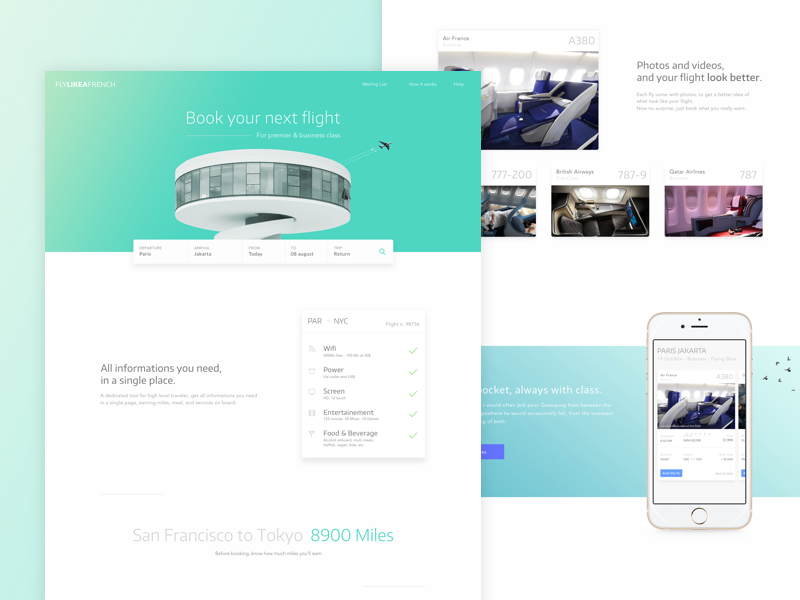 Booking flights - Homepage by I Am Something on Dribbble