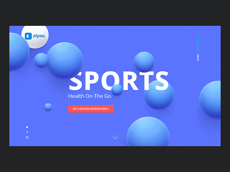 SPORTS HEALTH ON THE GO — web header animation abstract animation app balls gif header hover interaction logo parallax site typography ui ux web