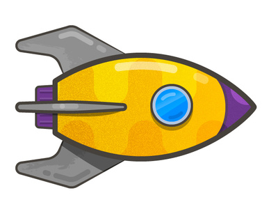 Spaceship for a game char game purple spaceship yellow