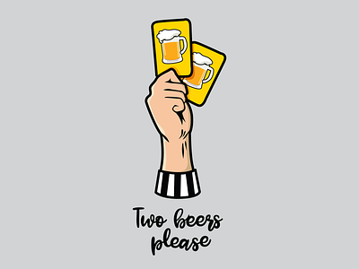 Two beers please beer competition design football illustration letters please t shirt two vector