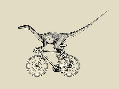 Velociraptor Valera bycicle design dinosaur illustration t shirt valera velociraptor