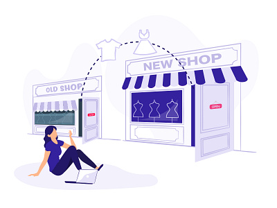 E-commerce Platform Migration character ecommerce girl illustration migration shop transfer