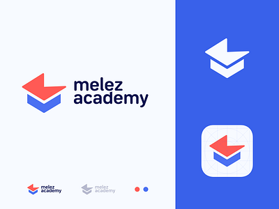 Melez Academy - Logo academy bookmark brand identity designer branding color palette education graduation cap learning logo m logo melez academy school