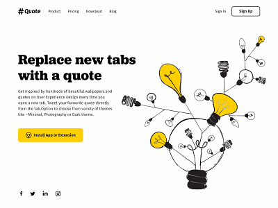 "Daily Quotes New Tab" Landing Page application daily quotes design extension landing page logo new tab quote ui ux