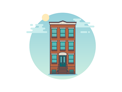 Clouds Over Brooklyn brooklyn brownstone illustration nyc townhouse vector