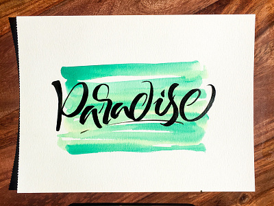 Paradise brushpen colors handlettering handmade lettering watercolor