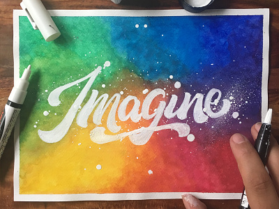 Imagine brushpen colors handlettering handmade lettering watercolor