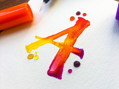 Letter A brushpen colors handlettering handmade lettering watercolor