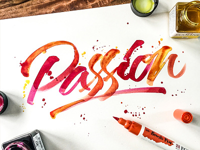 Passion brushpen colors handlettering handmade lettering watercolor