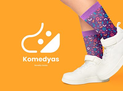 Komedyas Logo branding design fun graphic design logo socks